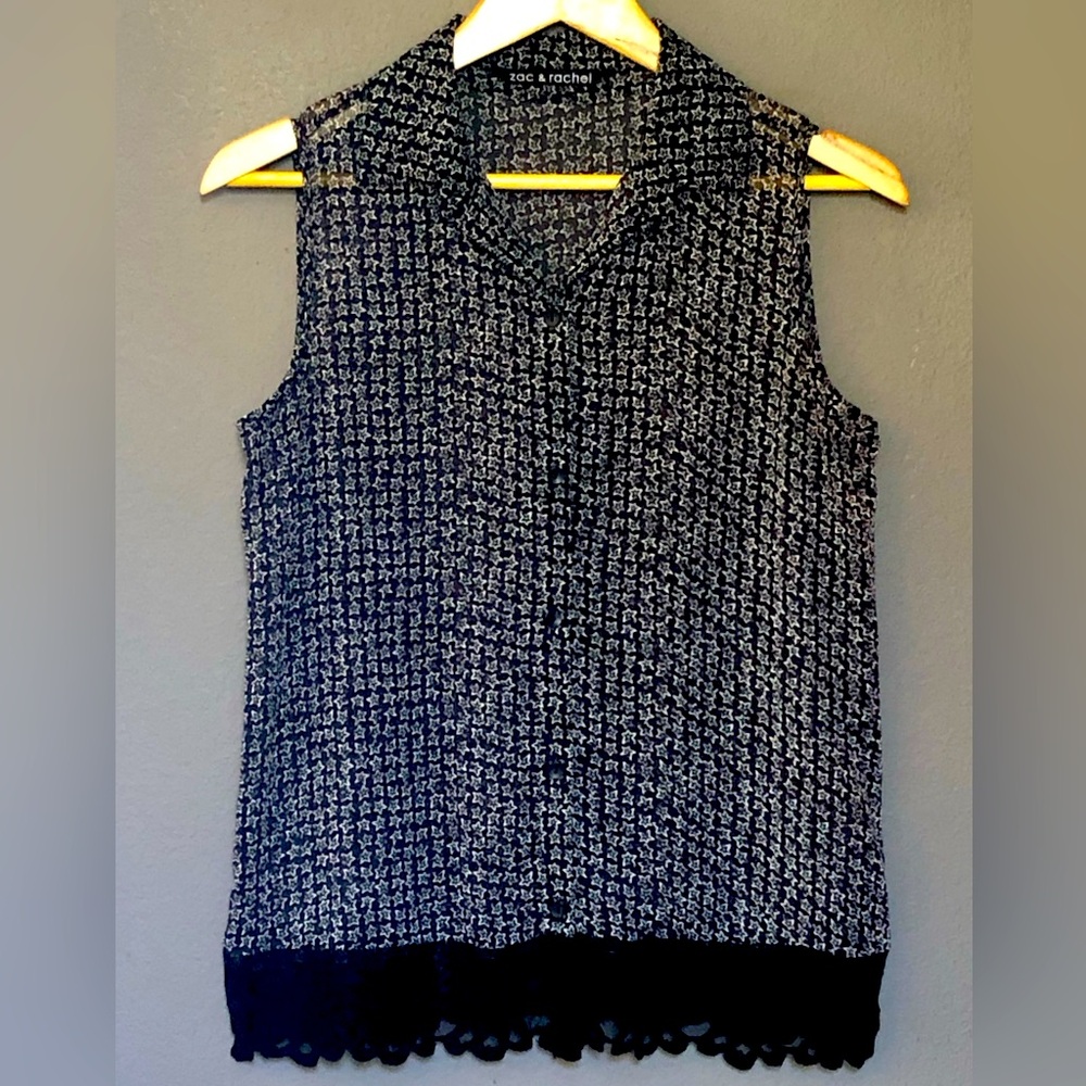 Sheer & Lacey Button-Down Blouse